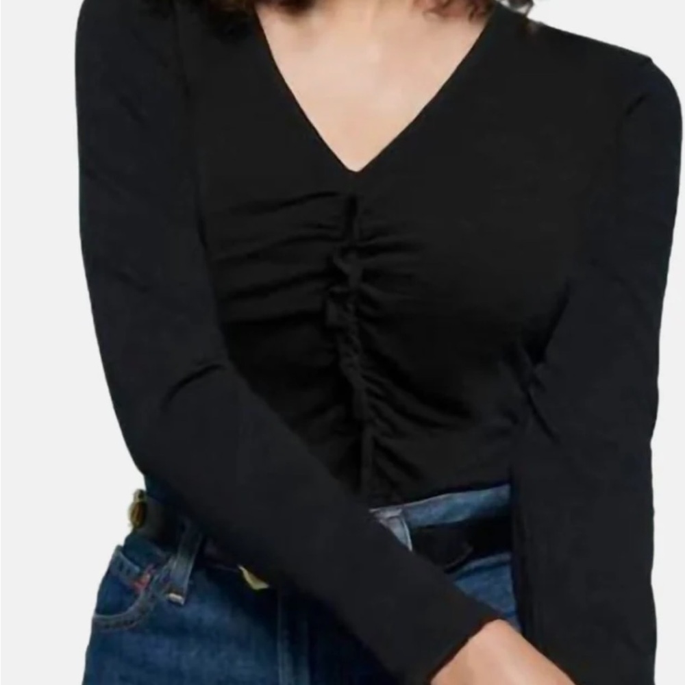 Nation LTD Cambria Gathered Long Sleeve
Top In Jet Black. Size S